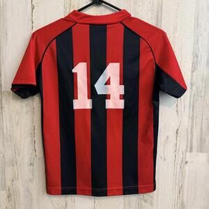 Protime Youth Soccer Shirt Red Black Striped Size YM #14